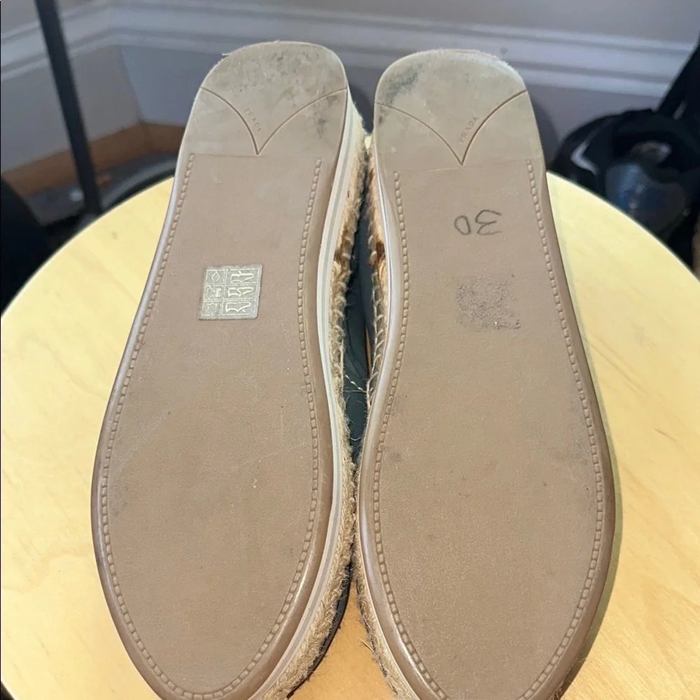 Prada Slate Blue Leather Espadrille Flats - Picture 7 of 8